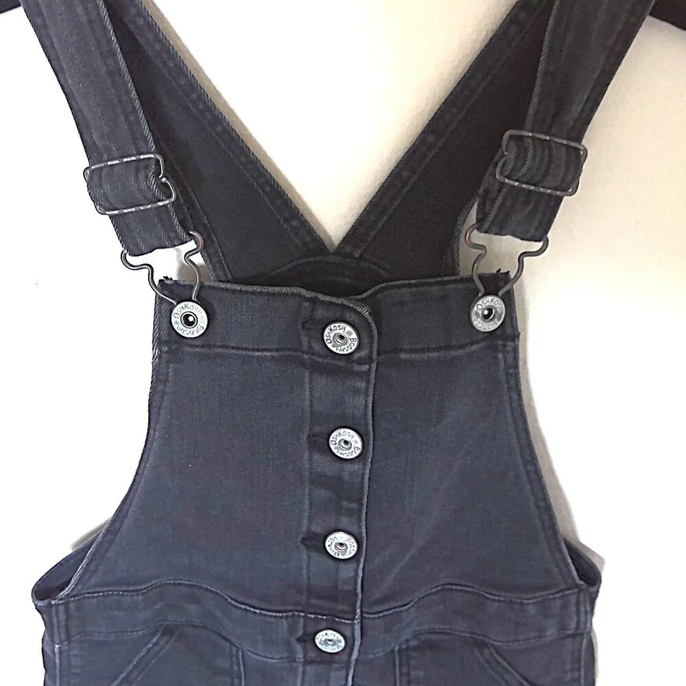 OshKosh B'gosh Girl's Black Denim Overall Dress EUC Sz 6 / 6X